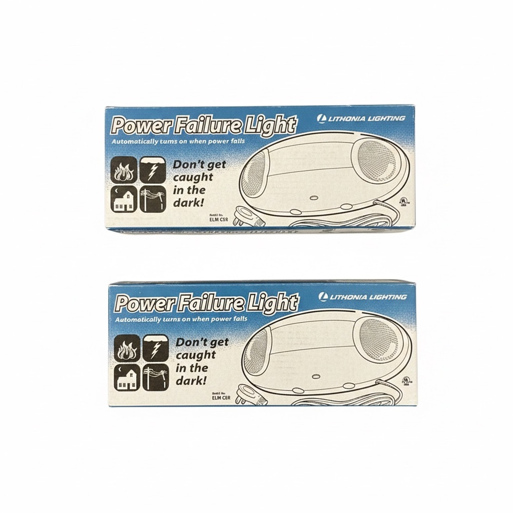 Lot of 2 Lithonia Lighting ELM CSR Emergency Power Failure Lights Dual Lamp